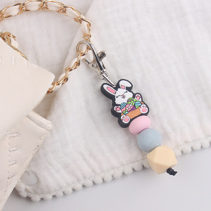Dễ thương Bunny <span class=keywords><strong>Silicone</strong></span> hạt <span class=keywords><strong>Keychain</strong></span> phong cách mới thỏ Túi Móc áo Ví <span class=keywords><strong>Keychain</strong></span> trẻ em trẻ em ngày Quà Tặng - Product Image 4