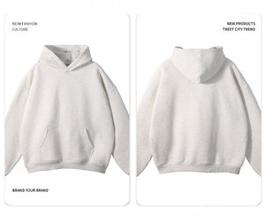 Sudadera con capucha de gran tamaño de poliéster y algodón para hombre, sudadera de invierno con logotipo estampado bordado, opciones de talla grande - Product Image 4