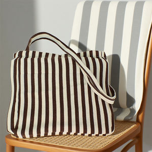 Bolsa de Lona Personalizada con Asas y Correa Larga a Rayas con Cordón Ajustable - Product Image 2