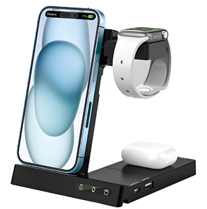 Chargeur sans fil 15w 6 en 1 Chargement inductif sans fil Super Stabilité Multi-Protection Compatible avec les appareils multimarques - Product Image 1