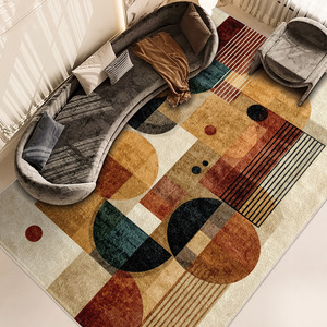 Tapis à motifs géométriques abstraits pour salon, imperméable, résistant aux taches, tapis de sol de grande surface, matériau en fibre de polyester - Product Image 2