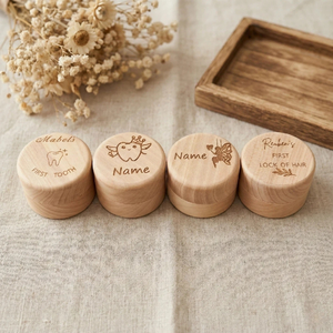 Boîte à dents de lait en bois poli personnalisée OEM, cadeau souvenir pour enfants, collection de dents, boîte pour les premières dents de bébé - Product Image 1