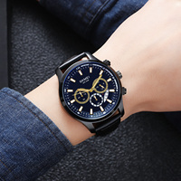 Montre à quartz de luxe pour homme, personnalisée, en gros, fabriquée en Chine, avec bracelet en cuir véritable, cadran en verre et mouvement à aiguilles, fond en acier inoxydable