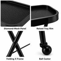 Chariot de service pliable moderne en acier inoxydable noir pour chambre et salon, OEM