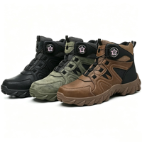Nouvelles chaussures de sécurité pour hommes à bouton rotatif tendance, semelle extérieure en caoutchouc de haute qualité, embout en acier, chaussures de travail résistantes à l'usure