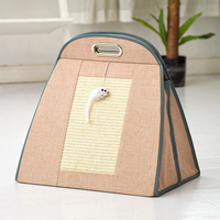 Lit pour chat de style sac à main moderne avec entrée circulaire, nid pour animaux de compagnie en feutre de qualité supérieure avec poignée, maison pour chat pliable compacte facile à ranger