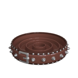 מותאם אישית לסביבה בצבע כסף אבזם כסף גדיל מאכל פורצלן חום כהה מעור בצורת מזין איטי - Product Image 2