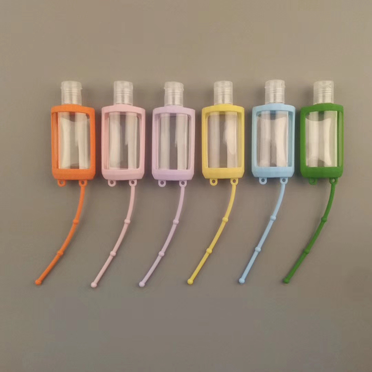 Mini Liquid Soap Container 30ml Empty Plastic Hand Sanitizer Gel Bottle with Silicone Holder