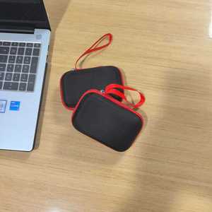 Sac de rangement portable gris en maille pour microphone cravate avec fermeture éclair et crochet pour accessoires d'appareil photo numérique et emballage d'électronique 3C - Product Image 2