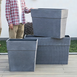 Jardinières rectangulaires en plastique léger, grandes, <span class=keywords><strong>pour</strong></span> l'extérieur, en résine écologique, durables, de haute qualité, pots à fleurs - Product Image 6