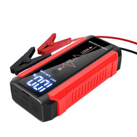 Démarreur de voiture portable avec grand écran LED numérique, batterie externe multifonction pour téléphones mobiles, noir/rouge, 10000mah, 12000mah, 16000mah