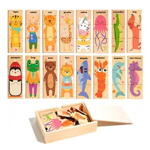 Dessin animé Animal et mot anglais Puzzle personnalisé bricolage jouet éducatif en bois pour bébés échantillon gratuit papier matériel - Product Image 6