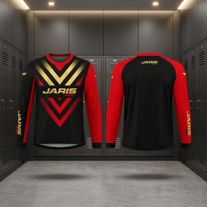 เสื้อเจอร์ซีย์ BMX แขนยาว พิมพ์ลายแบบซับลิเมชั่น สำหรับแข่งรถมอเตอร์ครอส ผลิตจากโพลีเอสเตอร์ 100% ชุดทีม Jaris Pro - Product Image 3