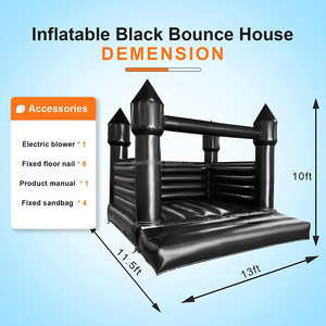 Maison de château gonflable de rebond de maison de rebond de mariage noir au meilleur prix avec ventilateur - Product Image 2