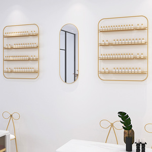 Modern Stainless Steel Wall Mounted <b>Nail</b> Polish Rack & Display Station for Living Room Clear Gold Finish Salon Furniture MK - Product Image 2