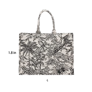 Jianghu Online Women's <b>Tote</b> Bag Custom Designers Fashion Jacquard Flowers Hook Loop Closure Large Capacity <b>Nylon</b> Lining Handbag - Product Image 2