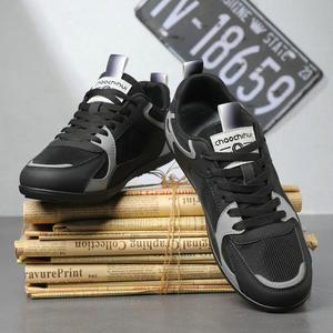 Men's Gym Skateboarding Shoes-Thick Sole Mesh Lace-Up Anti-Slippery Fashion Trend Casual Sneakers-<b>Canvas</b> Upper Rubber Outsole - Product Image 3