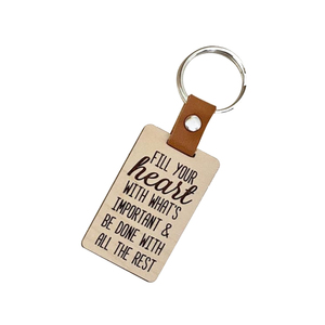 Llavero personalizado de madera de nogal para hombre y mujer, pieza de madera cuadrada, de cuero PU, etiqueta de madera - Product Image 5