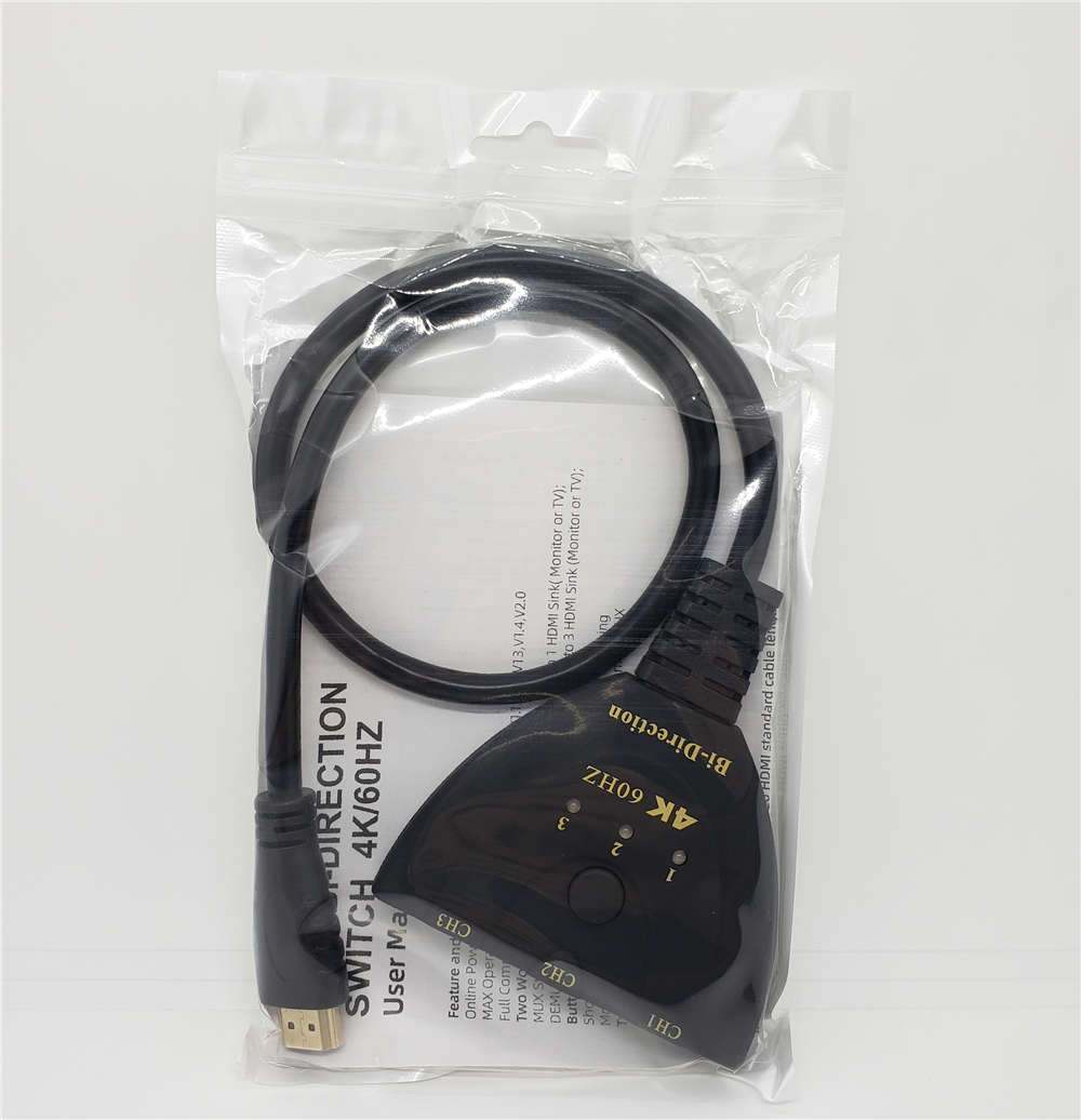 Commutateur HDMI 4K 3 Ports SOWTEC Plaqué Or - Répartiteur HDMI