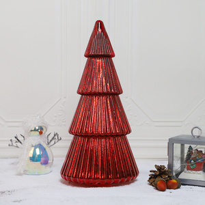 Vente en gros verre soufflé pomme de pin unique verre soufflé à la main sapin de Noël avec lumières LED - Product Image 2