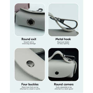 Pochette distributrice de sacs à déjections canines en cuir PU tendance, portable, pour les promenades en extérieur - Product Image 2