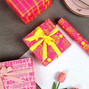 High Quality Wholesale 80g 43*300cm Birthday Fluorescent Yellow and <b>pink</b> Packaging <b>Paper</b> Gift <b>Wrapping</b> <b>Paper</b> - Product Image 6