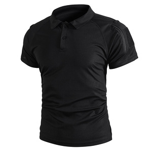 เสื้อโปโลผู้ชาย DF25 สีดำใหม่ แบบยืด แห้งเร็ว ทรงเข้ารูป แขนสั้น สำหรับฝึกซ้อมกลางแจ้ง ขายส่ง - Product Image 1