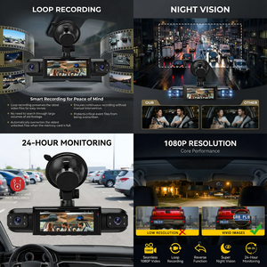 Cámara para Coche Podofo con Cuatro Lentes 1080P, Cámaras Delanteras/Traseras/Izquierdas/Derechas de 3.16'', Grabador DVR, Grabación en Bucle, Visión Nocturna, Fábrica ODM - Product Image 2