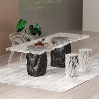 Transparenter Gletscher-Teetisch Büro Neuer Chinesischer Stil Luxuriöser Designer-Kaffeetisch aus Harz Inneneinrichtung
