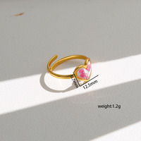 Bague réglable en acier inoxydable pour femme, design de niche, style minimaliste européen et américain, luxe léger, avec fleur stabilisée