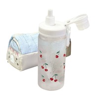 Bouteille d'eau et tasse à café Cherry Puppy PC - Double usage, portable, résistante à la chaleur, anti-fuite, avec paille, design moderne pour femmes