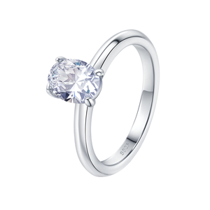 925 Sterling <b>Silver</b> Platinum Plated Radiant Natural Oval Blue Gemstone <b>Solitaire</b> <b>Ring</b> Fine Jewelry for Engagement Wedding Gift - Product Image 1