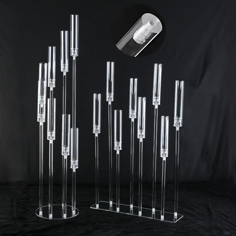 Clear Candelabras Weddings Table Centerpieces Decoration 5 Arm 8 Arm Acrylic Candelabra Pillar Candle Holder Candle Stand