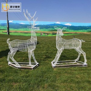 Escultura de Ciervo de Acero Inoxidable Jiahua Iron Hollow, Adorno Decorativo Abstracto Hecho a Mano para Jardín Exterior, Montaje en Suelo - Product Image 1