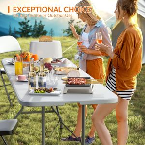 Bán buôn hiện đại 8ft gấp trong nửa hình chữ nhật bảng dễ dàng để làm sạch di động đồ gỗ ngoài trời cho các sự kiện bên ngoài trời - Product Image 5