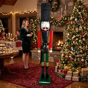 <span class=keywords><strong>Casse</strong></span>-<span class=keywords><strong>noisette</strong></span> géant en <span class=keywords><strong>bois</strong></span> de 180 cm (6 pieds) noir et bleu, statue de soldat de Noël pour décoration extérieure de centres commerciaux - Product Image 3