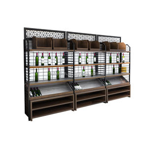 Supermarkt Bestseller Lichte Houten Metalen Wijnkast Display Rack Hot Selling Wijnfles Stand - Product Image 1