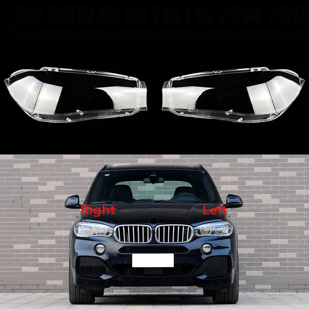 Copertura del faro dell'auto copertura dell'obiettivo del faro anteriore del paralume trasparente in vetro per BMW X5 X6 F15 F16 2014 2015 2016 2017 2018