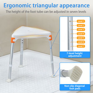 Triangular <strong>Shower</strong> <strong>Chair</strong> 7-Level Adjustable Height Non-Slip Bath Stool <strong>for</strong> <strong>Elderly</strong> Disabled Corner Bathroom Safety Seat - Product Image 2