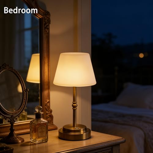 Lampe tactile minimaliste moderne, abat-jour en métal et tissu, plusieurs hauteurs, ensemble de lampes multiples, télécommande, rechargeable par USB - Product Image 4