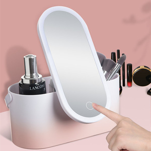 Đẹp lưu trữ 360 xoay xách tay ABS trang điểm trường hợp với ánh sáng thay đổi màu sắc mạnh mẽ sáng màn hình cảm ứng LED Gương trang điểm - Product Image 1
