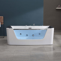 Baignoire balnéo autoportante en acrylique durable Gurgle avec fonction de massage SPA pour projets résidentiels haut de gamme avec verre transparent
