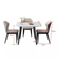 Ensemble de table à manger moderne en métal et pierre italienne avec 2 chaises pour la maison, la villa, l'appartement ou la cuisine, pour la salle à manger d'hôtel