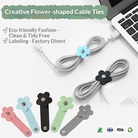 Organisateur de câbles en silicone en forme de fleur créative, attache écologique pour la gestion des câbles d'écouteurs et de données