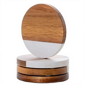 Top Trending Luxury Durable Walnut Wood Epoxy Resin Coasters <b>Set</b> Non-Toxic Eco-Friendly Heat Resistant 8mm Thick <b>Square</b> 10cm X - Product Image 1
