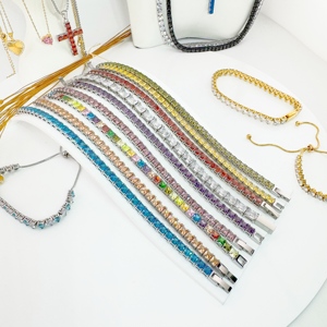 Pulsera y Collar <span class=keywords><strong>de</strong></span> Acero Inoxidable con Baño <span class=keywords><strong>de</strong></span> Oro <span class=keywords><strong>de</strong></span> 14K, Diseño Cubo <span class=keywords><strong>de</strong></span> Tenis y Trébol <span class=keywords><strong>de</strong></span> Cinco <span class=keywords><strong>Hojas</strong></span>, 5mm VVS, Pasa Prueba <span class=keywords><strong>de</strong></span> Diamante, Joyería <span class=keywords><strong>de</strong></span> Oro <span class=keywords><strong>de</strong></span> Moda - Product Image 4