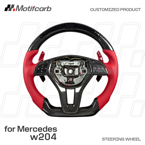Volant en fibre de carbone personnalisé avec poignées rouges pour Mercedes-Benz C63 E63 GLA CLA AMG W204 W212 Classe C Classe E SL 2011-2015 - Product Image 2