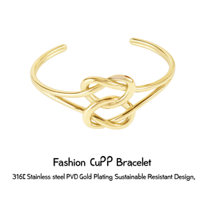 Brazalete de Moda en Acero Inoxidable 316L con Baño de Oro PVD, Diseño Sostenible y Resistente - Product Image 2