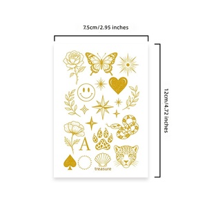 Adesivi per Tatuaggi Temporanei con Trasferimento ad Acqua in Lamina d'Oro, Motivi Leopardo, Serpente, Impronte di <span class=keywords><strong>Zampe</strong></span>, Asso di Picche, Impermeabili, di Lusso - Product Image 4