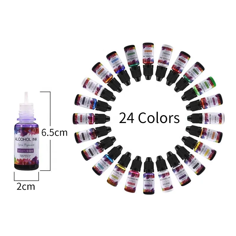 PJ009 24 Kleur Pigment Veelzijdige Art Alcohol Inkt Set Kleur Concentraat Vloeistof Dye Voor Epoxyhars Ambachten Kaars